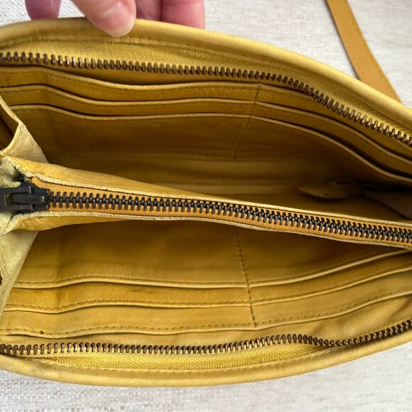 Viola Castellani Leather Backpack w/matching Wallet/wrist purse - Golden Yellow - Picture 14 of 16